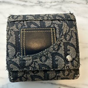 Authentic Christian Dior Navy and Beige Monogram Wallet